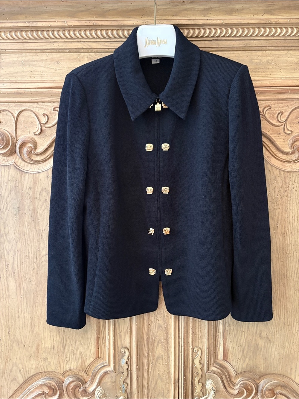 St. John Collection By Maria Gray Black Jacket with Gold Buttons